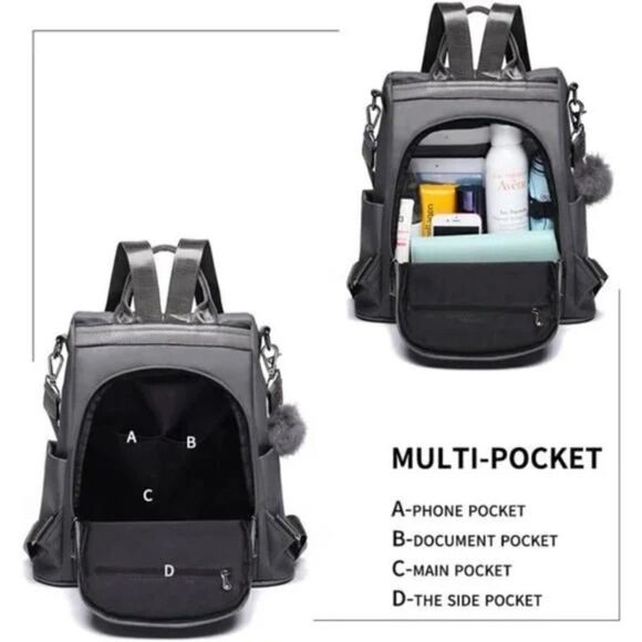 Women Backpack Purse Waterproof Nylon Anti-theft Lightweight Shoulder Bag - Picture 9 of 13